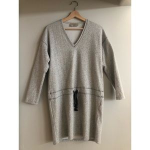 Zara Sporty Dress Drawstring Tweed Sweatshirt